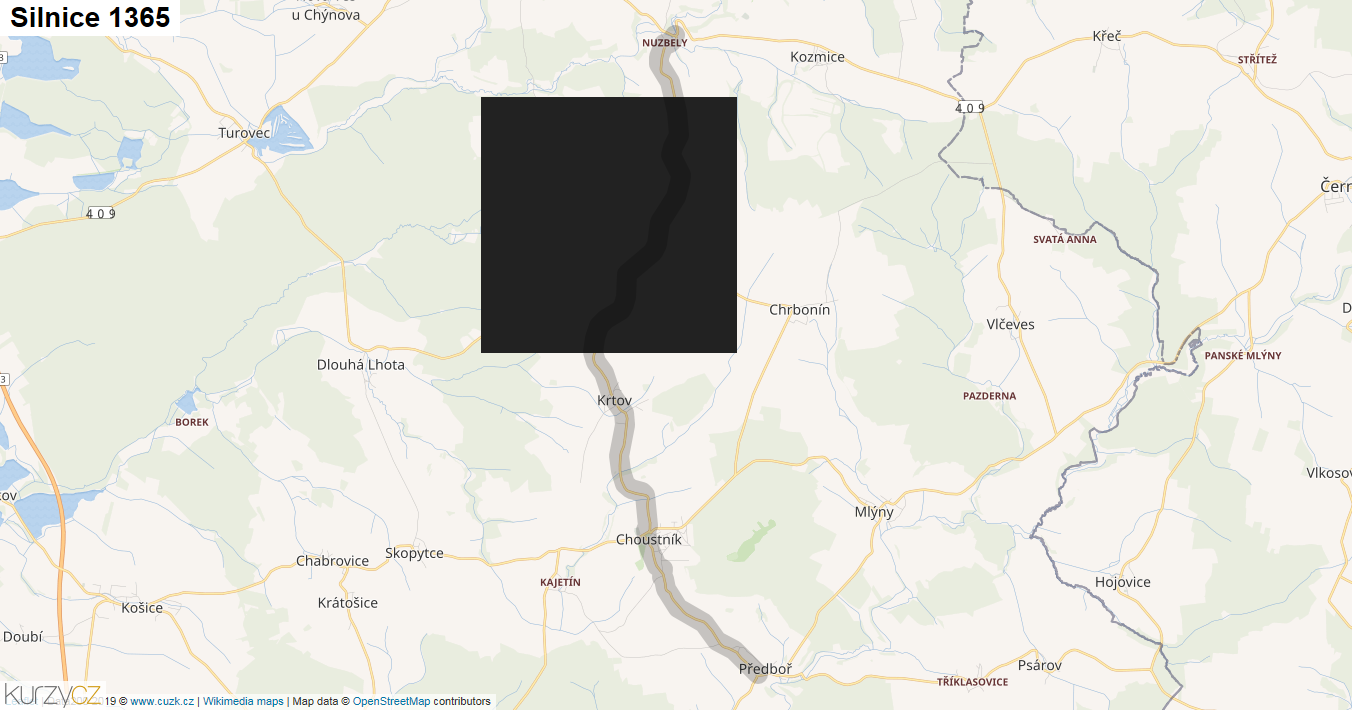 Silnice 1365 - mapa Silnice 1365