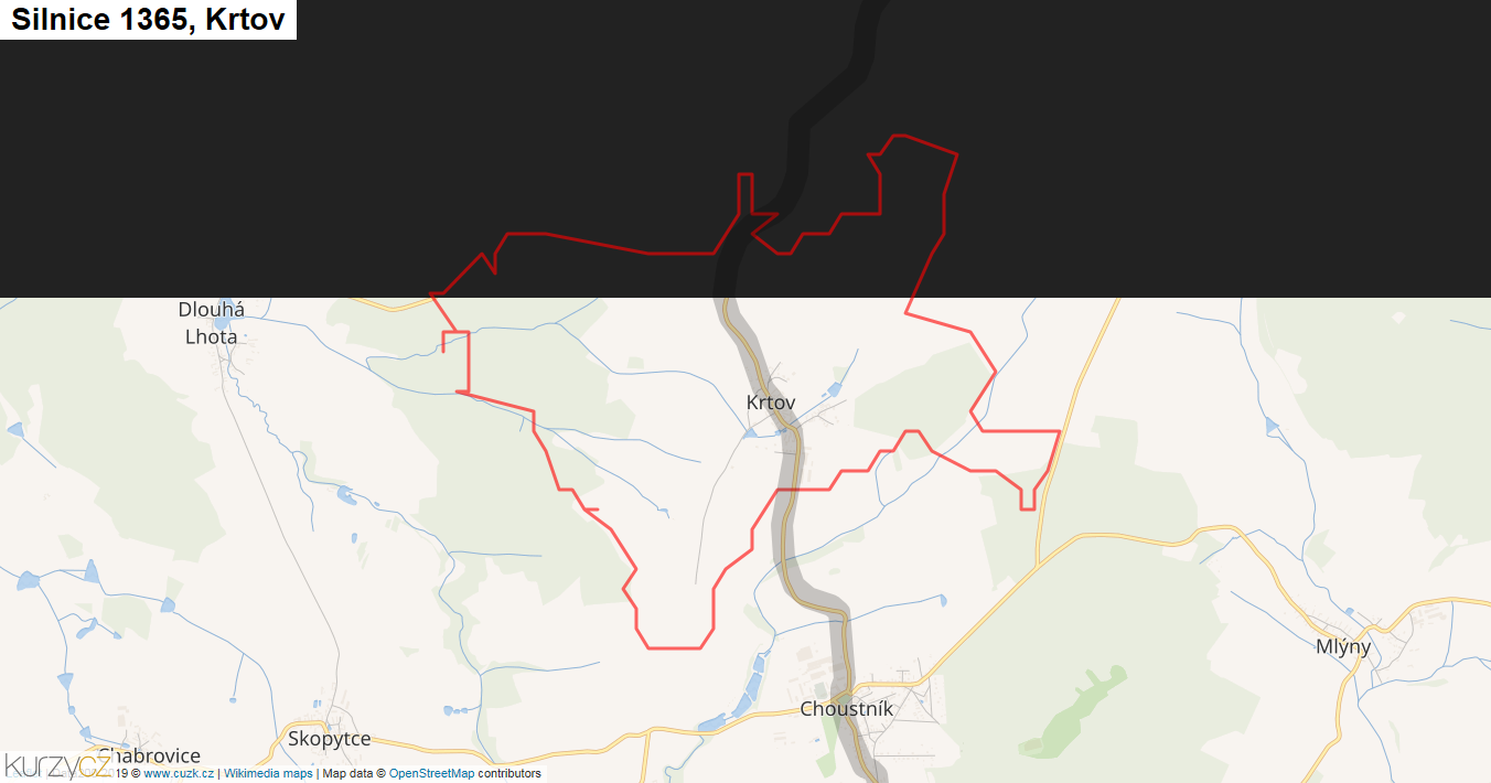 Krtov, Silnice 1365 - Mapa