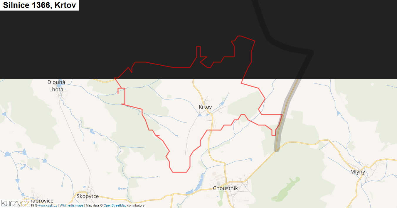 Krtov, Silnice 1366 - Mapa