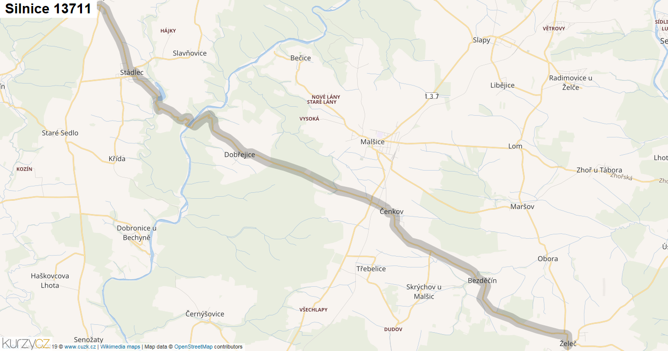 Silnice 13711 - mapa Silnice 13711
