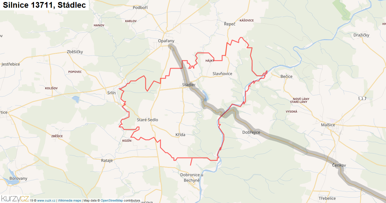 Stádlec, Silnice 13711 - Mapa