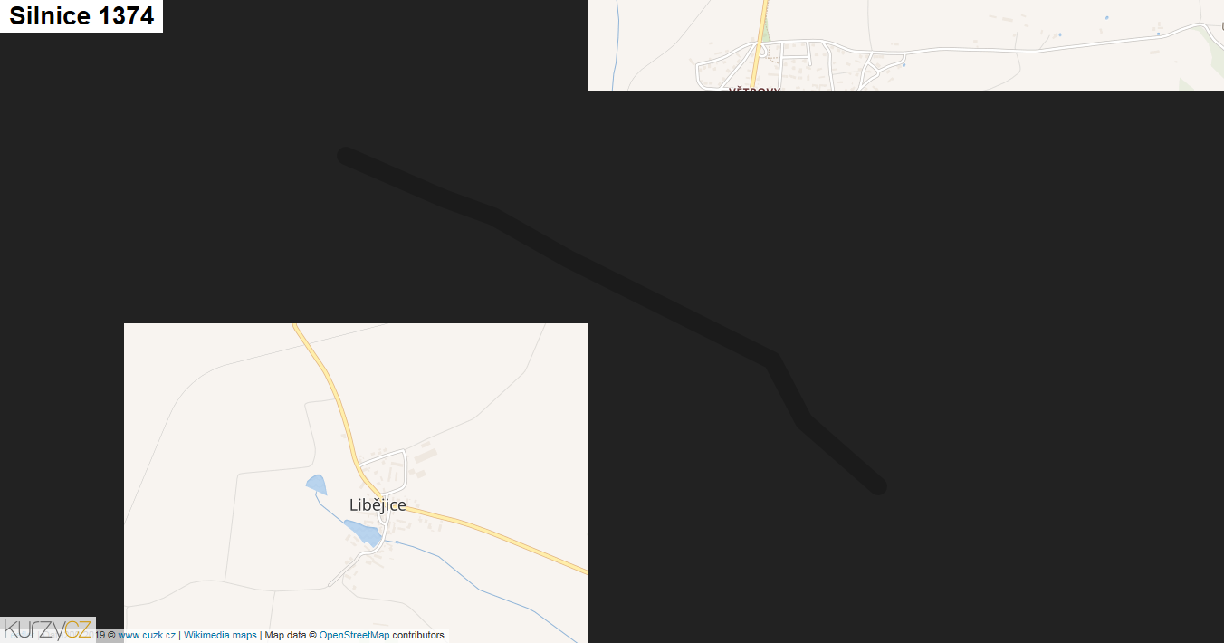 Silnice 1374 - mapa Silnice 1374