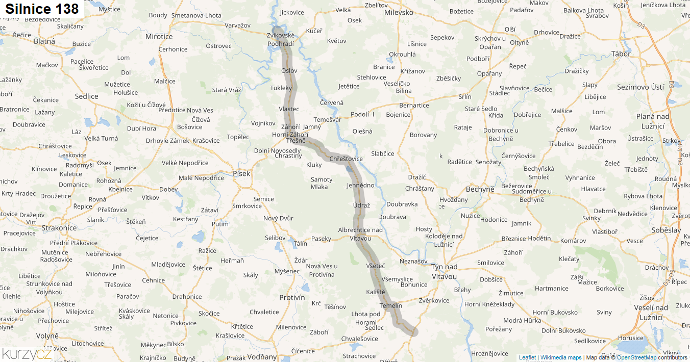 Silnice 138 - mapa Silnice 138