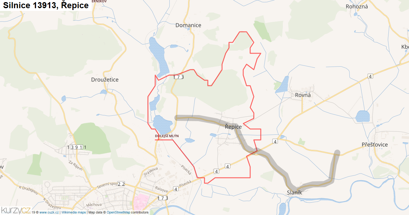Řepice, Silnice 13913 - Mapa