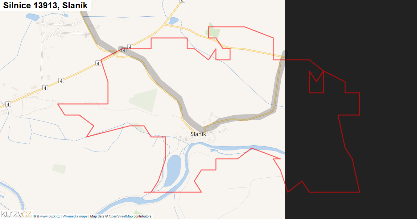Slaník, Silnice 13913 - Mapa