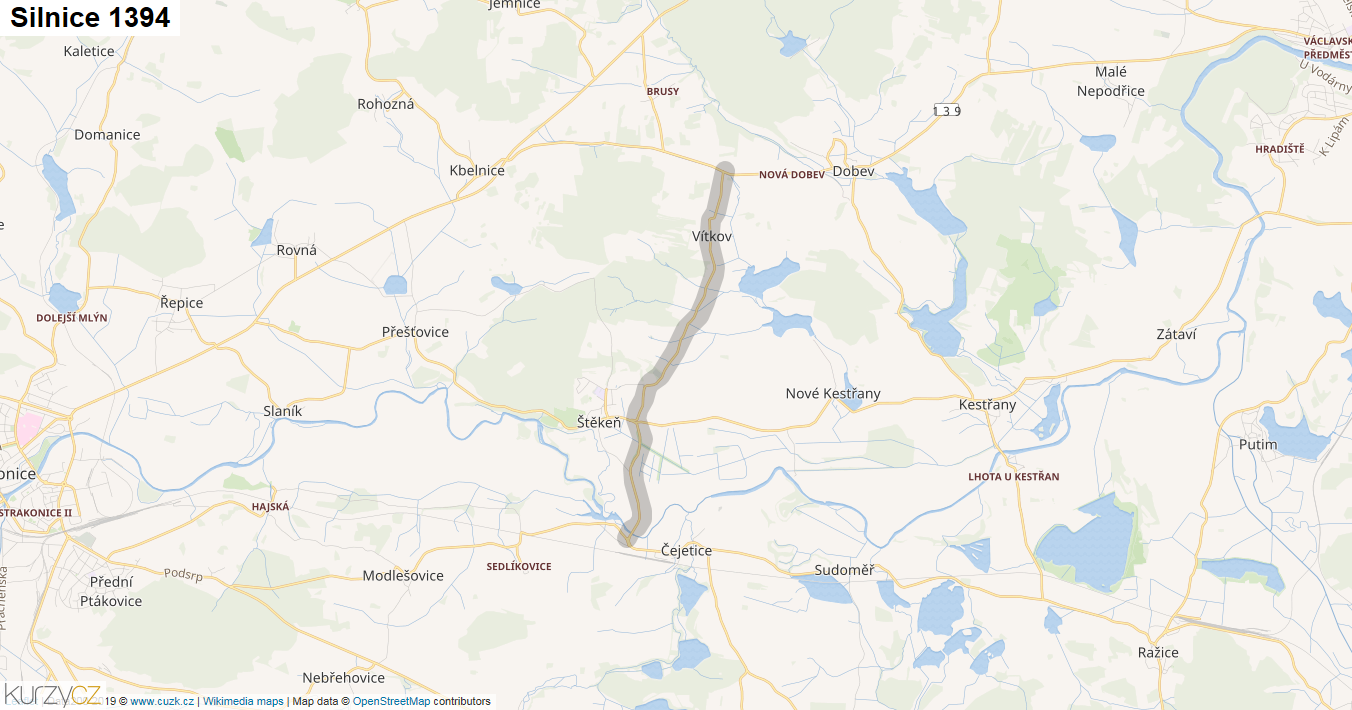 Silnice 1394 - mapa Silnice 1394