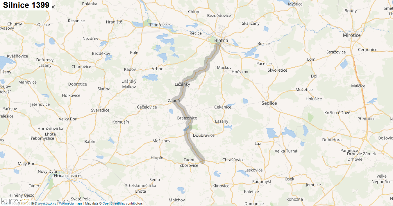 Silnice 1399 - mapa Silnice 1399