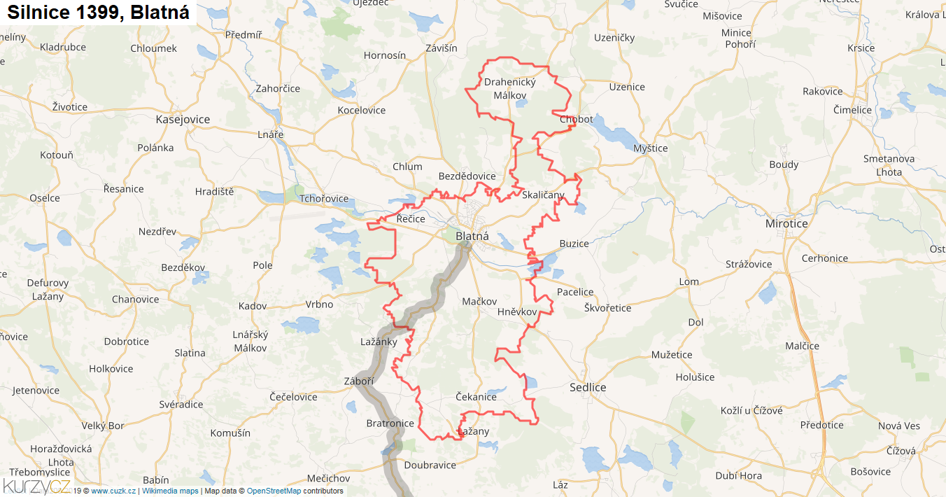 Blatná, Silnice 1399 - Mapa