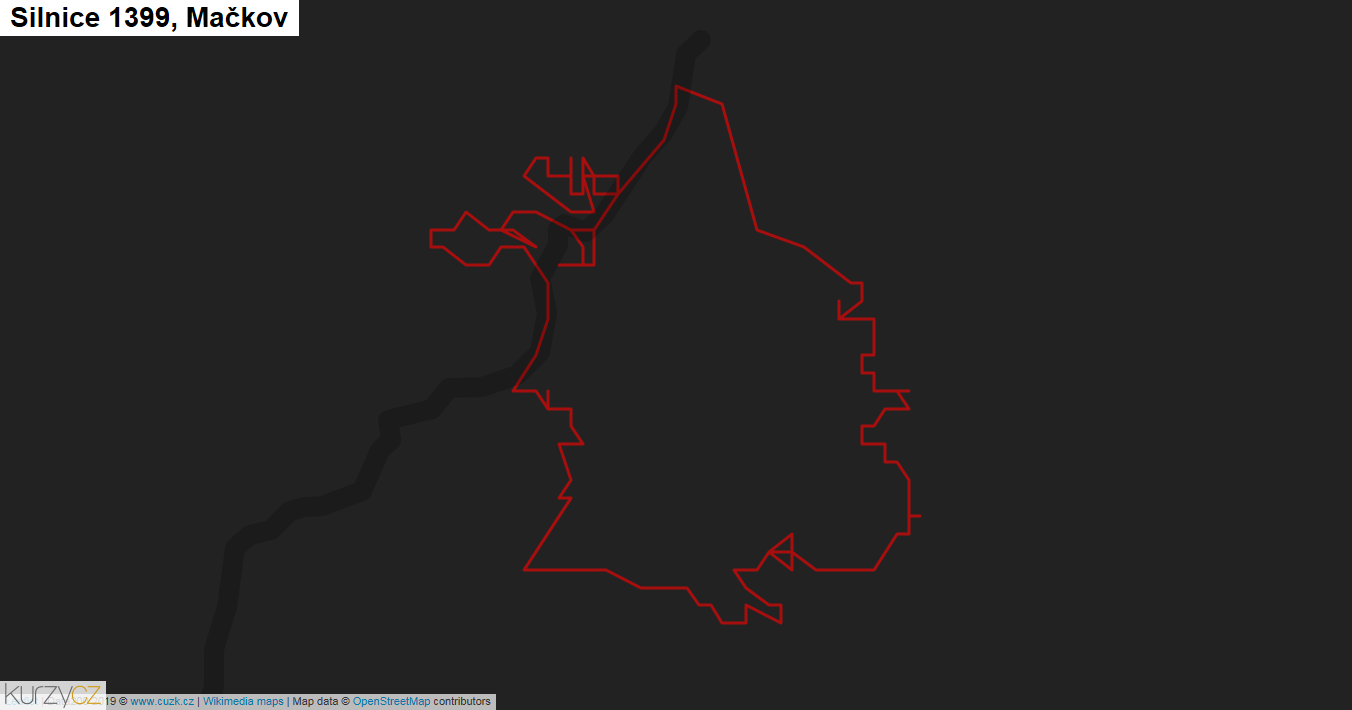 Mačkov, Silnice 1399 - Mapa