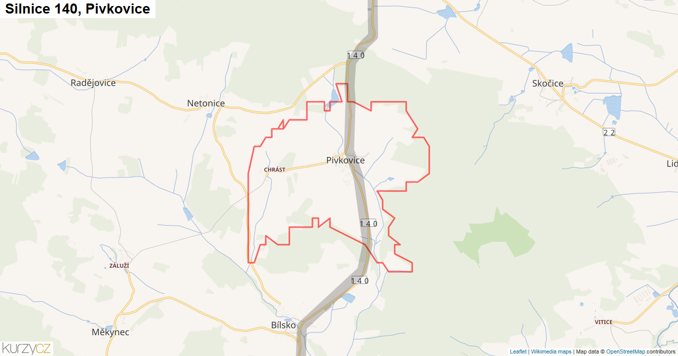 Pivkovice, Silnice 140 - Mapa