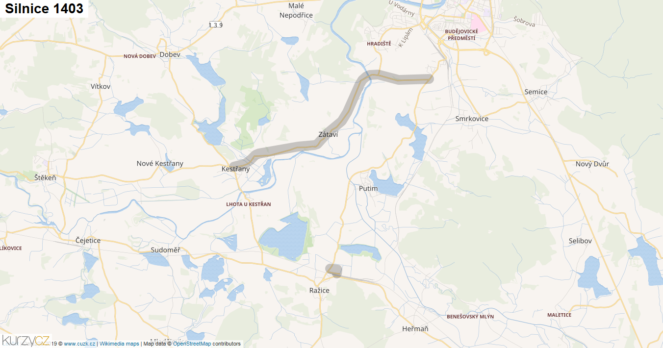 Silnice 1403 - mapa Silnice 1403