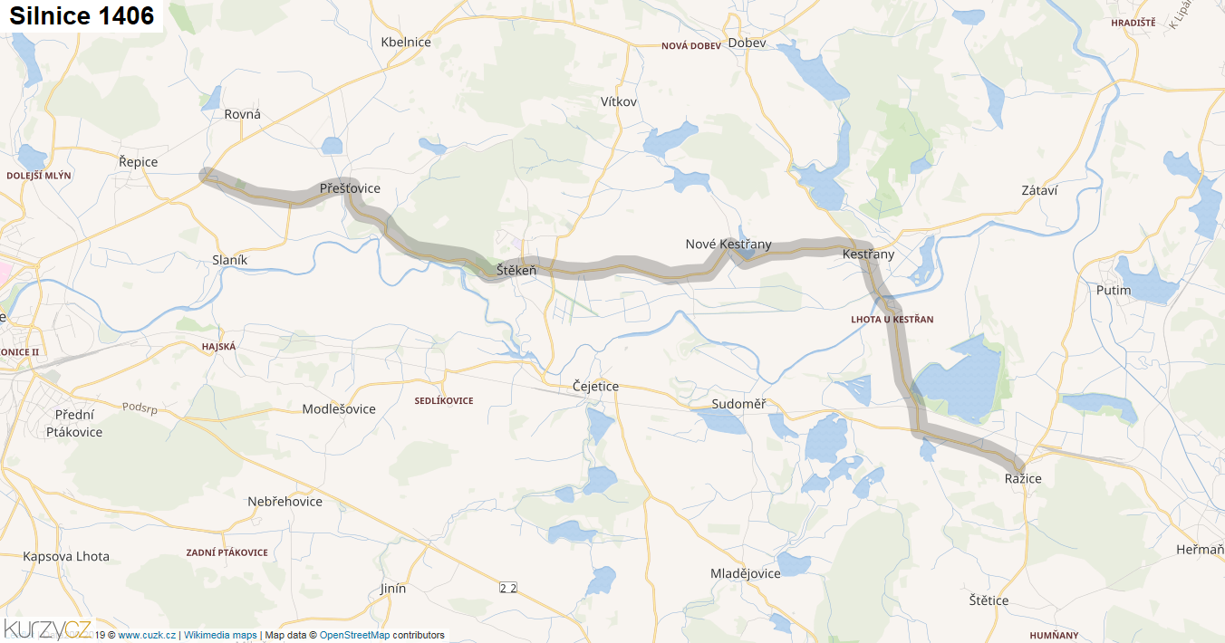 Silnice 1406 - mapa Silnice 1406