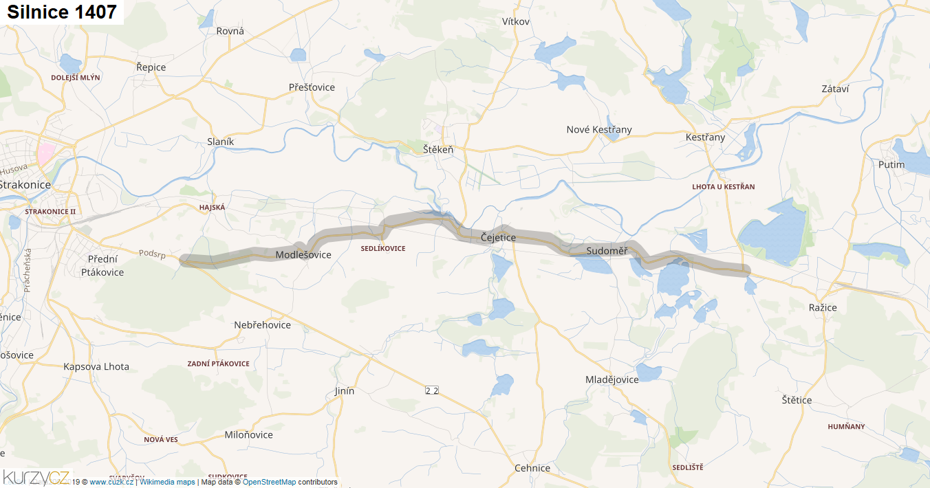 Silnice 1407 - mapa Silnice 1407