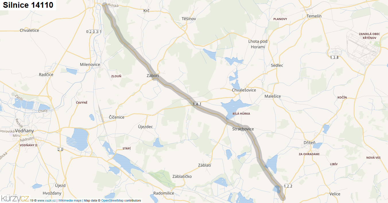 Silnice 14110 - mapa Silnice 14110