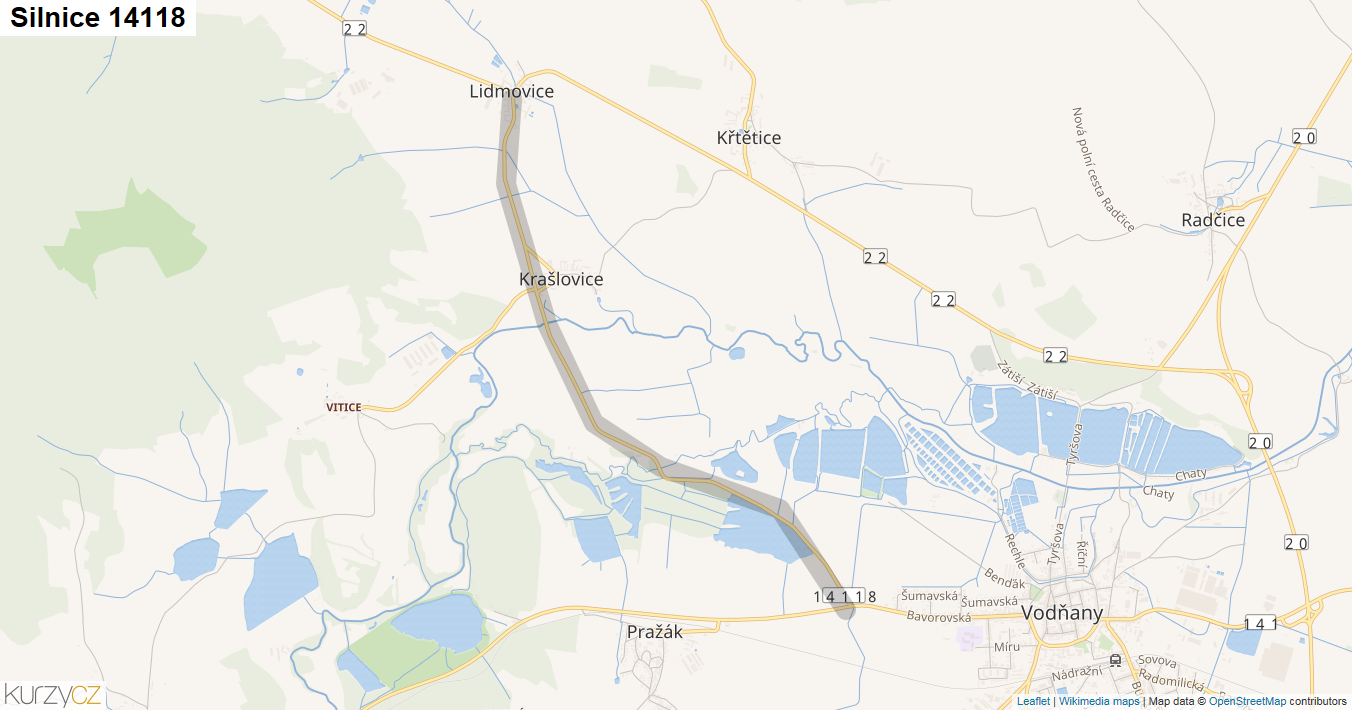 Silnice 14118 - mapa Silnice 14118