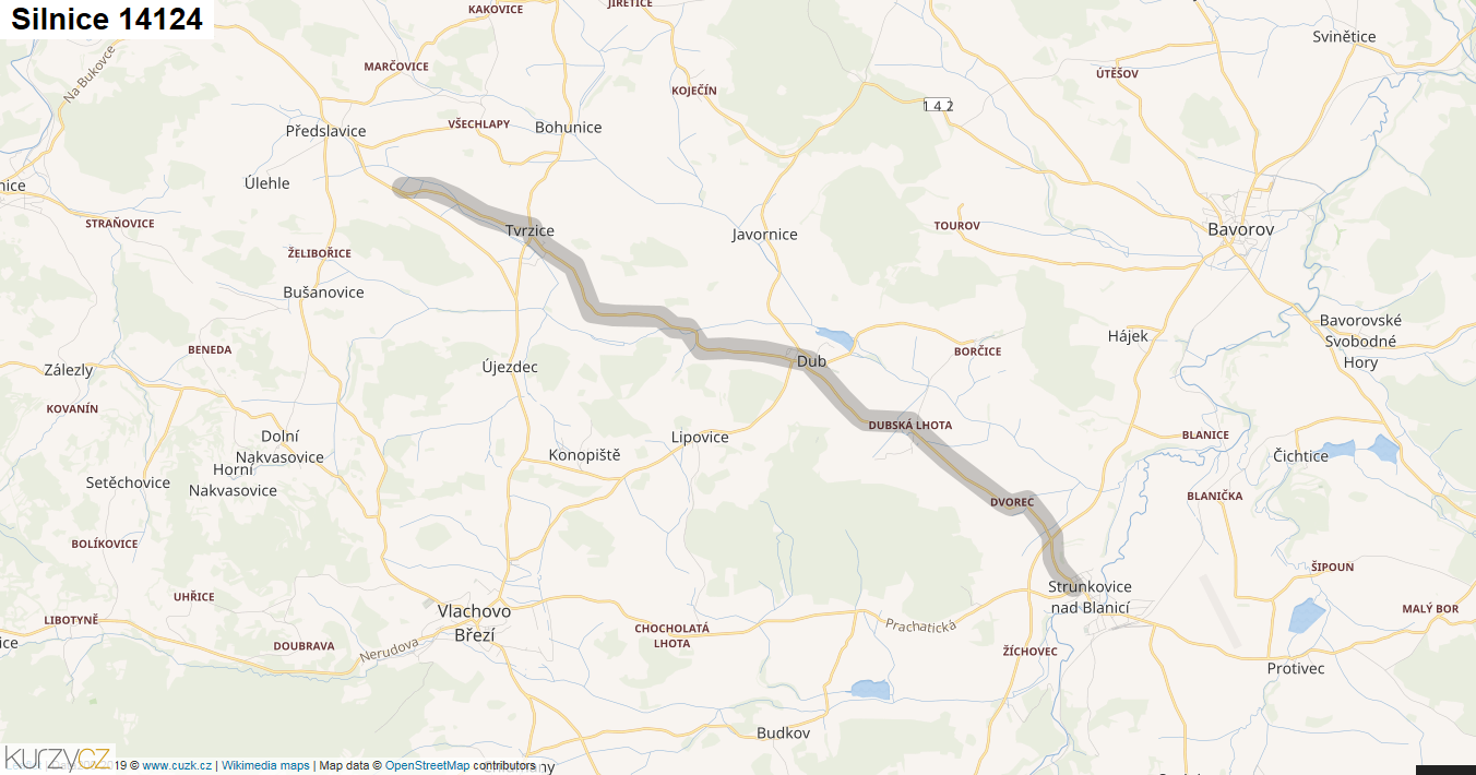 Silnice 14124 - mapa Silnice 14124