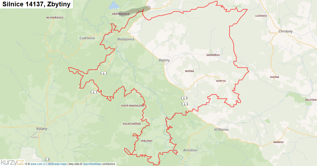 Zbytiny, Silnice 14137 - Mapa