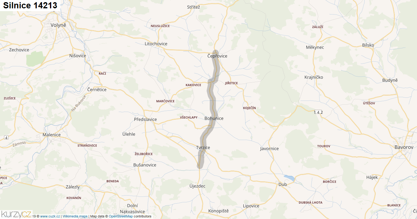 Silnice 14213 - mapa Silnice 14213