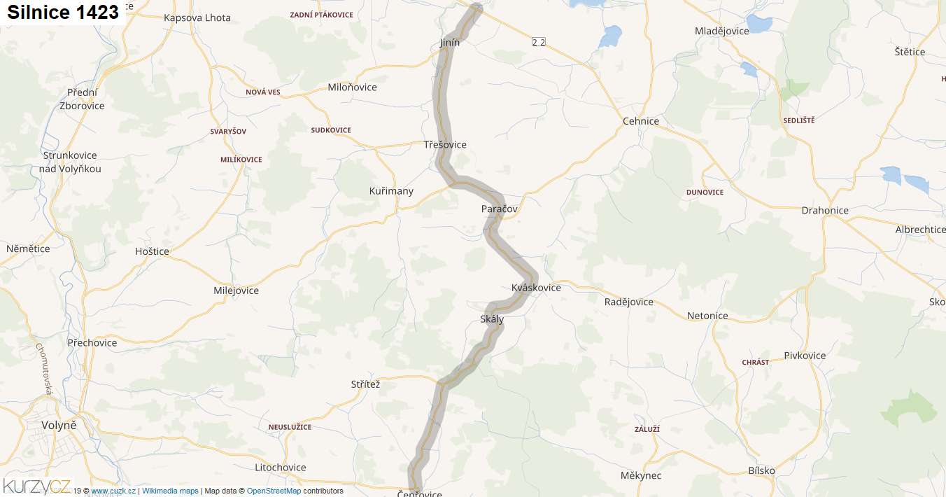 Silnice 1423 - mapa Silnice 1423