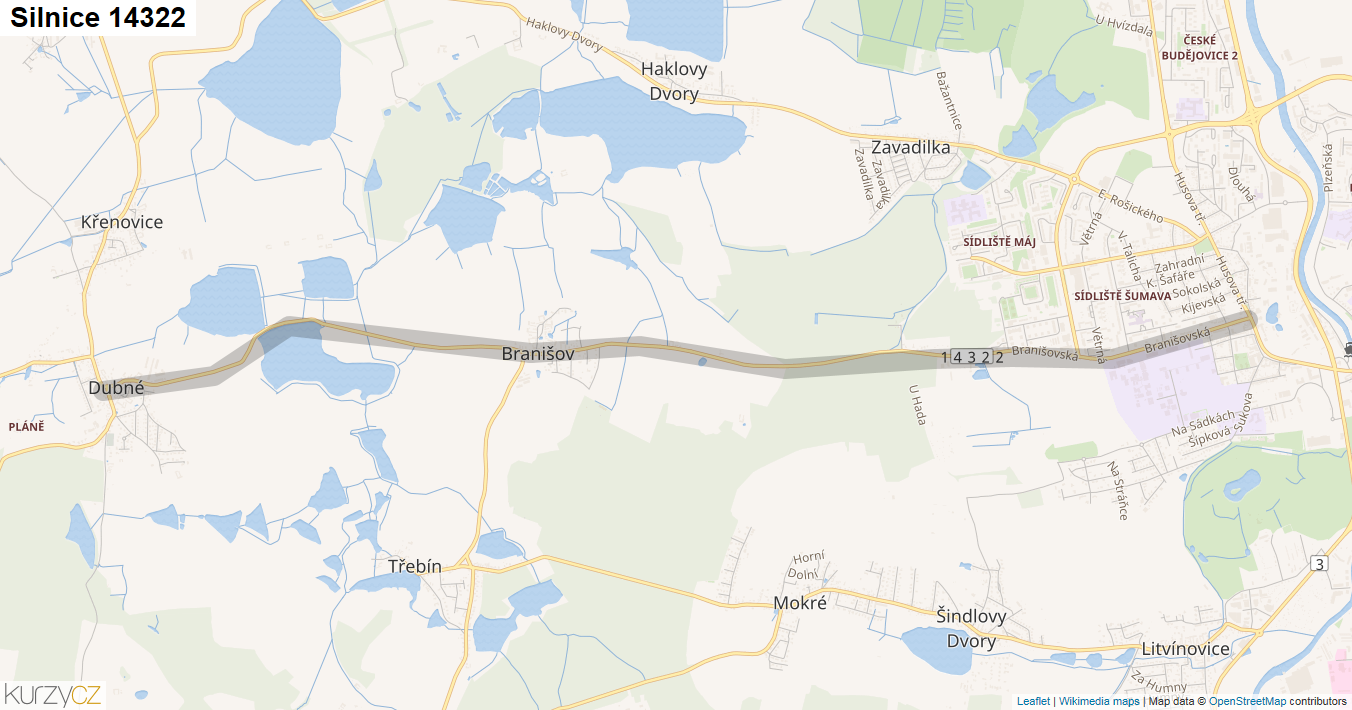 Silnice 14322 - mapa Silnice 14322