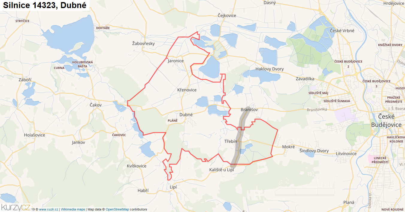 Dubné, Silnice 14323 - Mapa