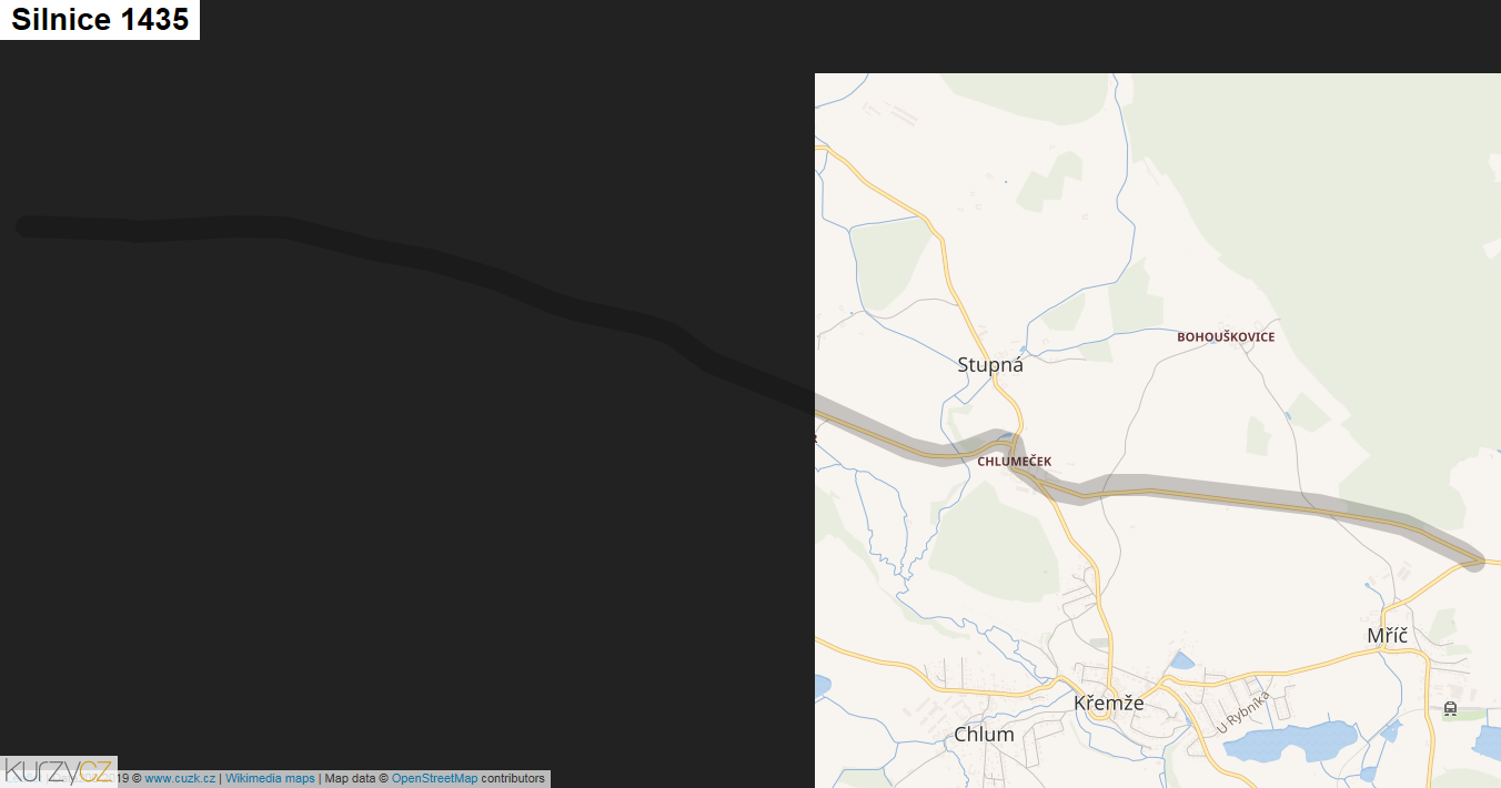 Silnice 1435 - mapa Silnice 1435