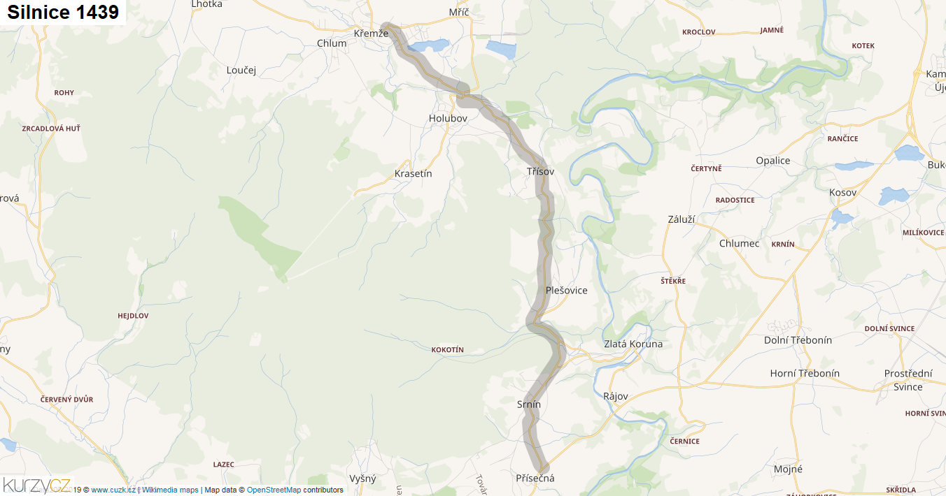 Silnice 1439 - mapa Silnice 1439