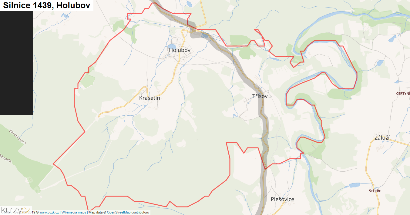 Holubov, Silnice 1439 - Mapa