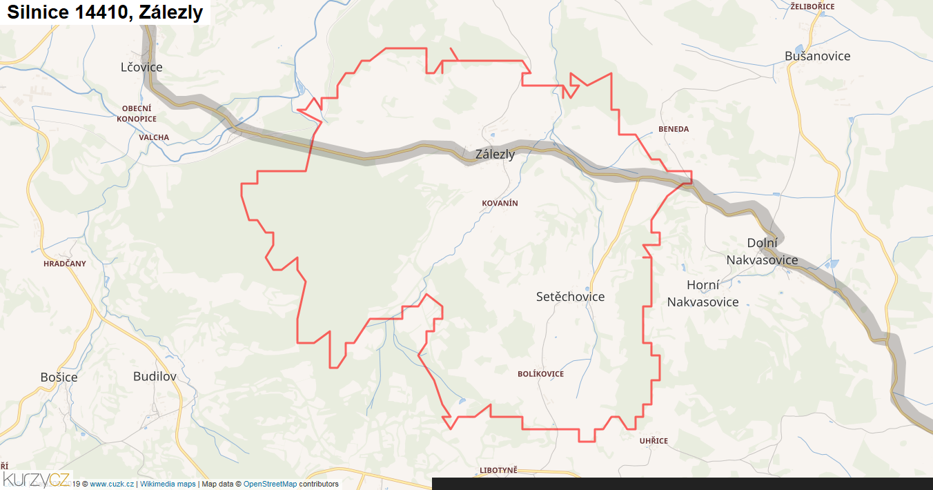 Zálezly, Silnice 14410 - Mapa