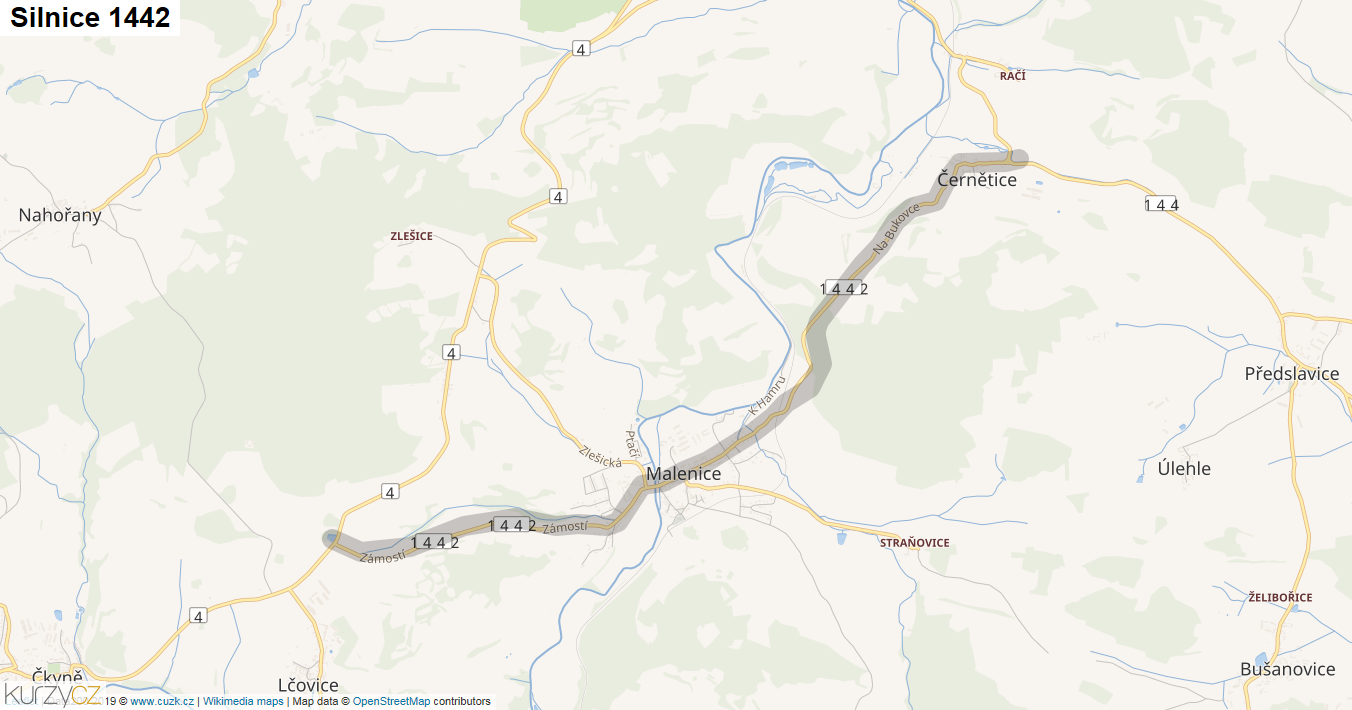 Silnice 1442 - mapa Silnice 1442