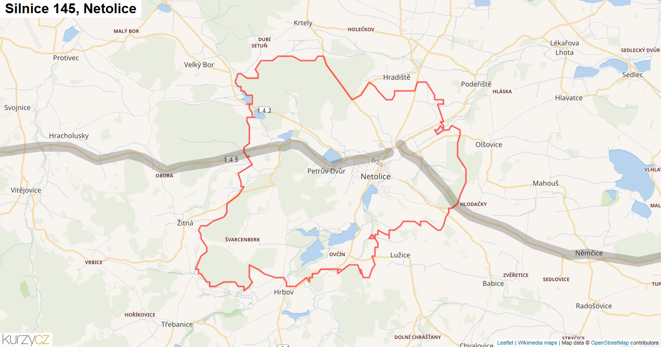 Netolice, Silnice 145 - Mapa