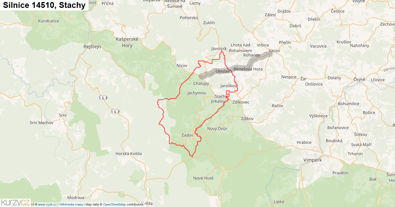 Stachy, Silnice 14510 - Mapa