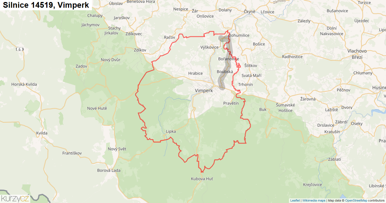 Vimperk, Silnice 14519 - Mapa