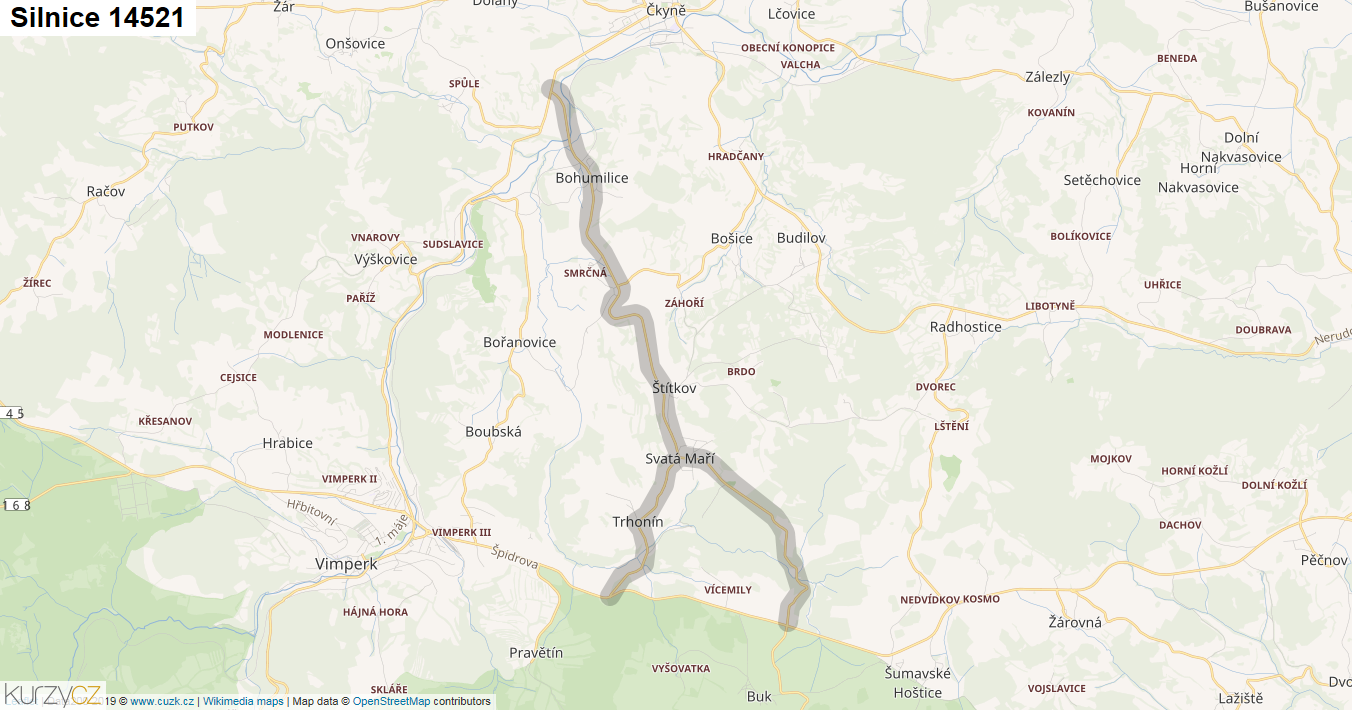 Silnice 14521 - mapa Silnice 14521
