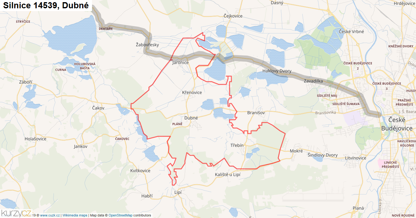 Dubné, Silnice 14539 - Mapa
