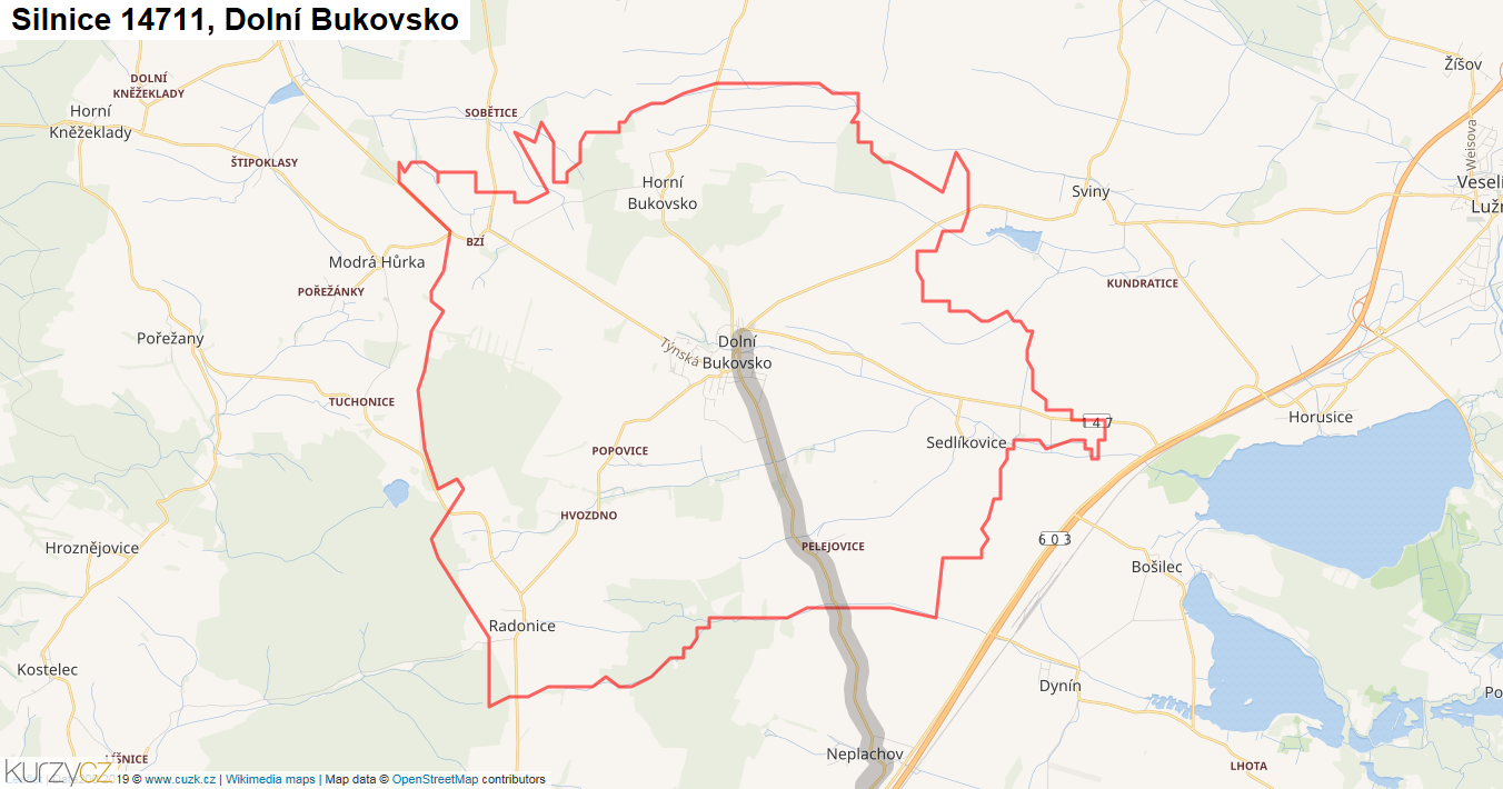 Dolní Bukovsko, Silnice 14711 - Mapa
