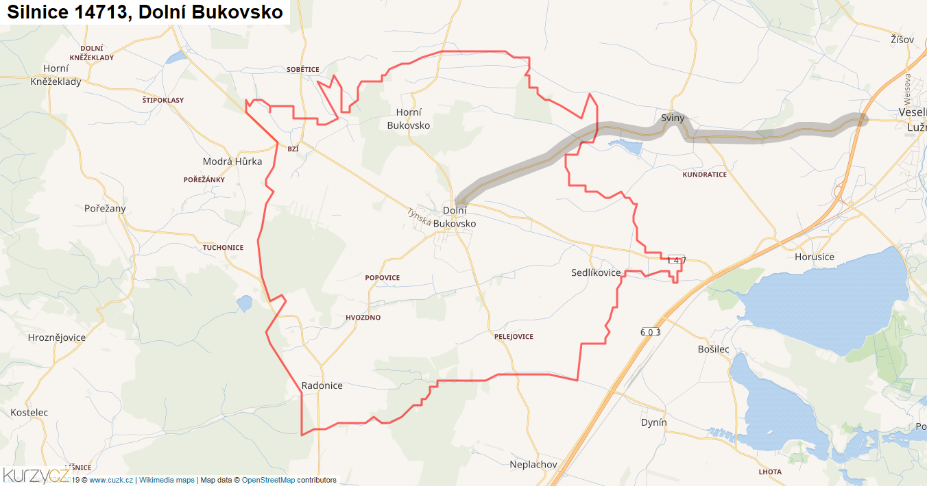 Dolní Bukovsko, Silnice 14713 - Mapa