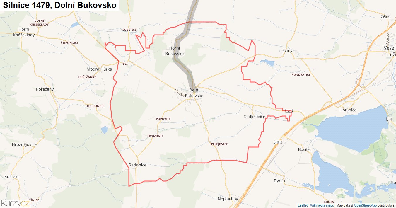 Dolní Bukovsko, Silnice 1479 - Mapa