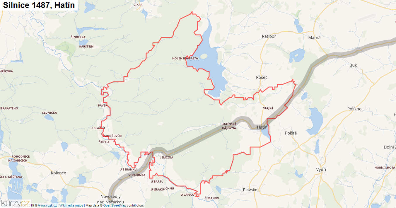 Hatín, Silnice 1487 - Mapa