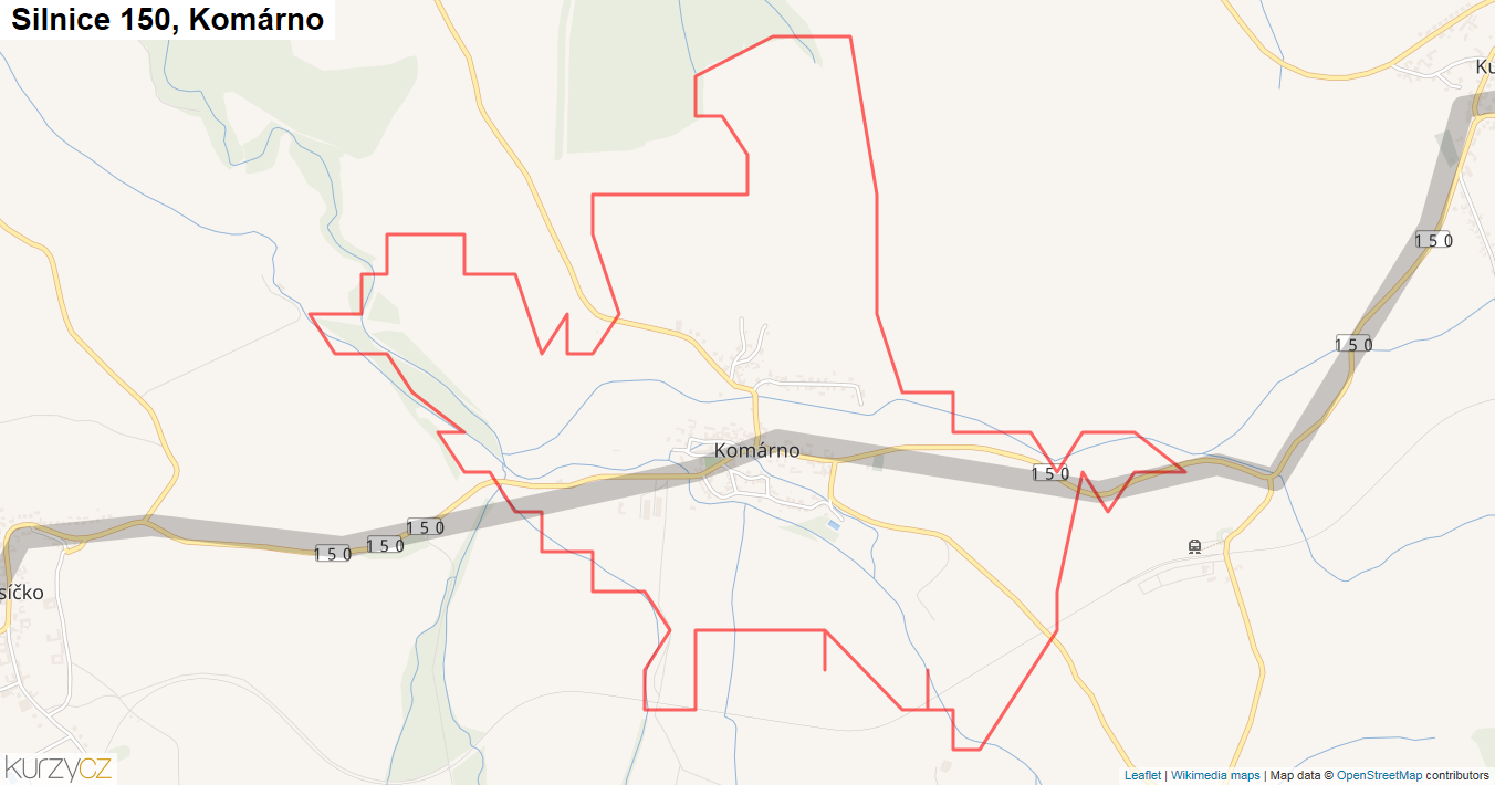 Komárno, Silnice 150 - Mapa