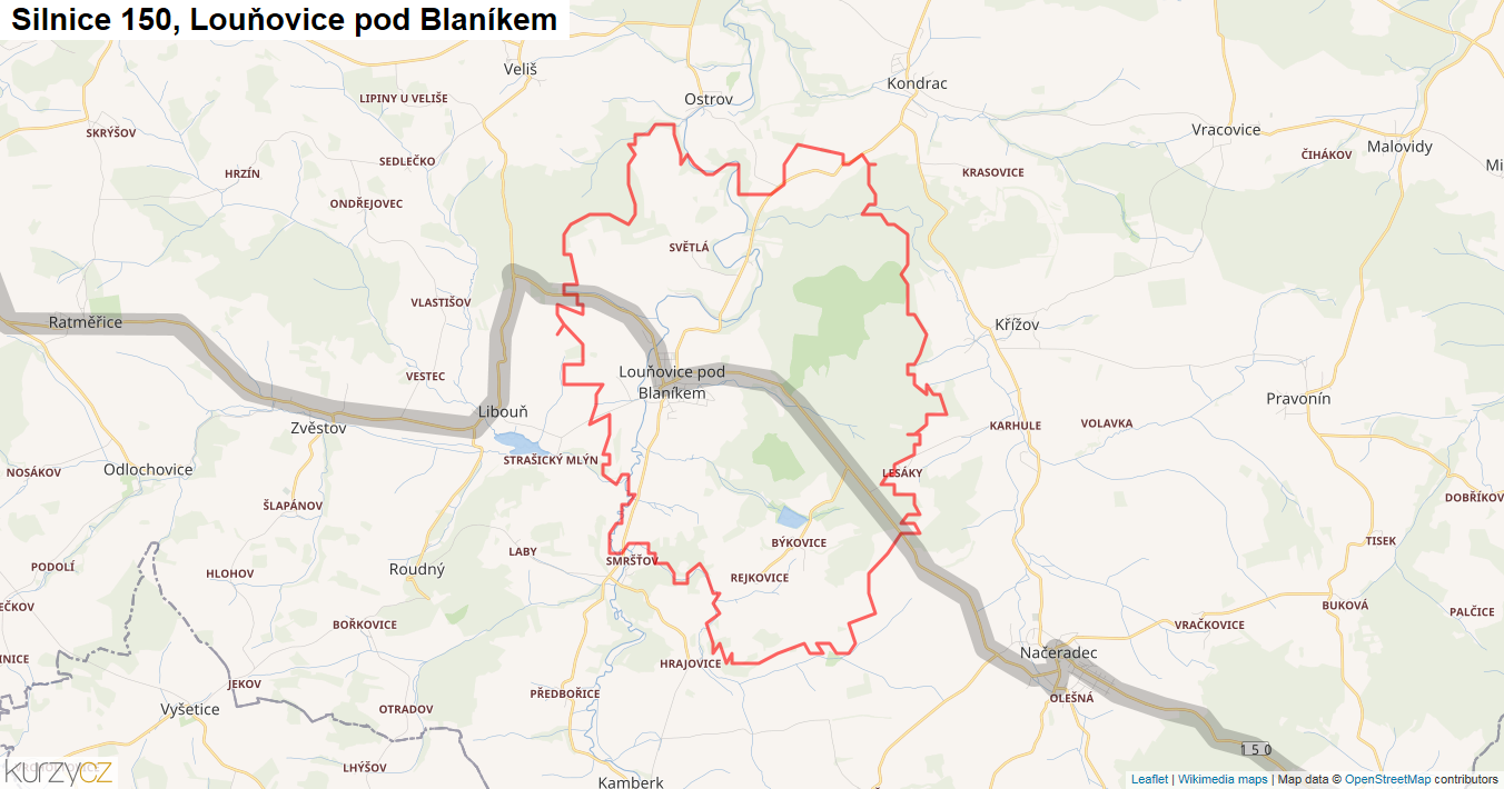 Louňovice pod Blaníkem, Silnice 150 - Mapa