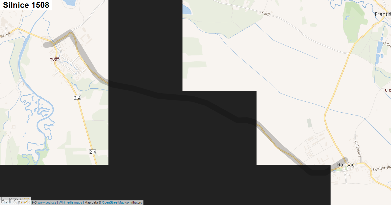 Silnice 1508 - mapa Silnice 1508