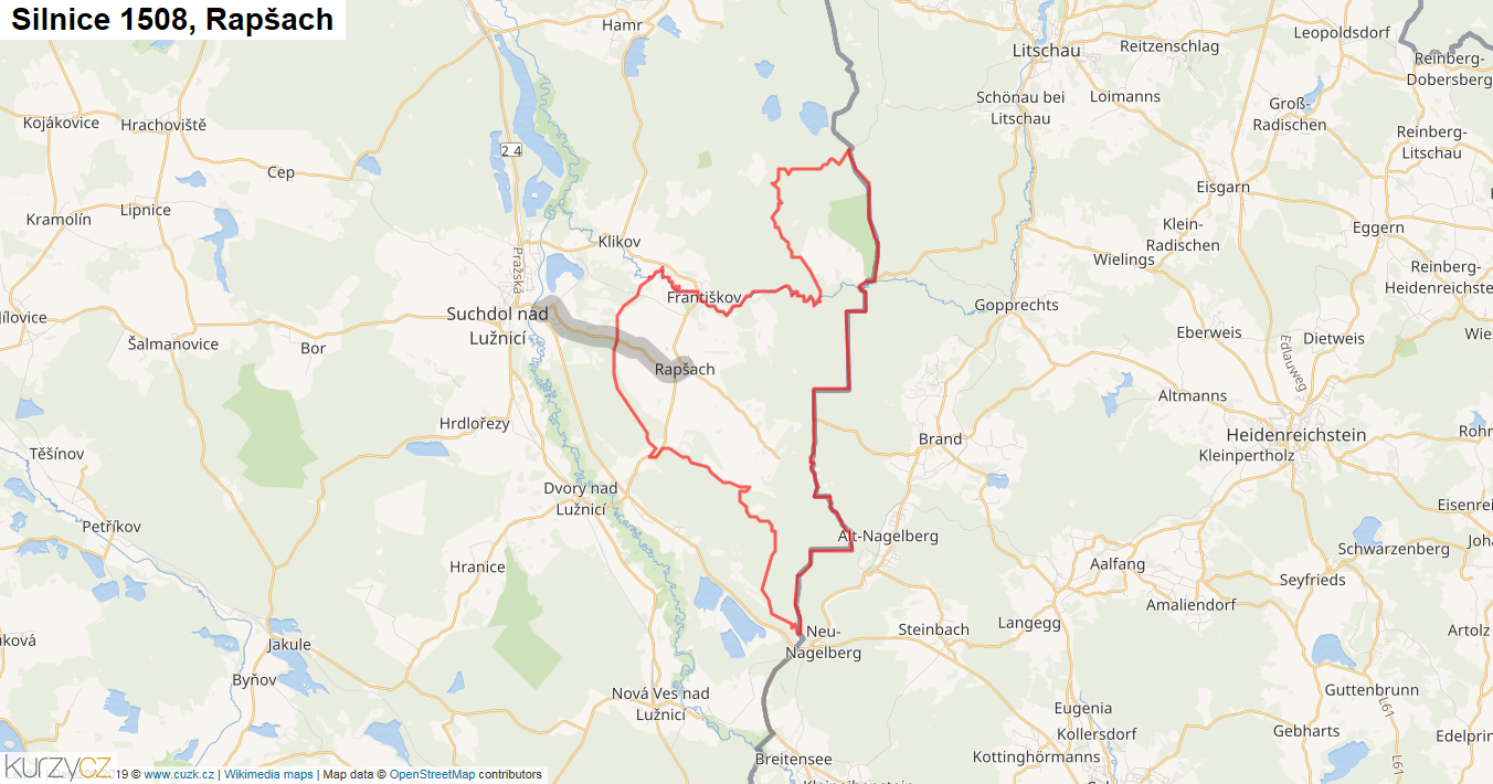 Rapšach, Silnice 1508 - Mapa