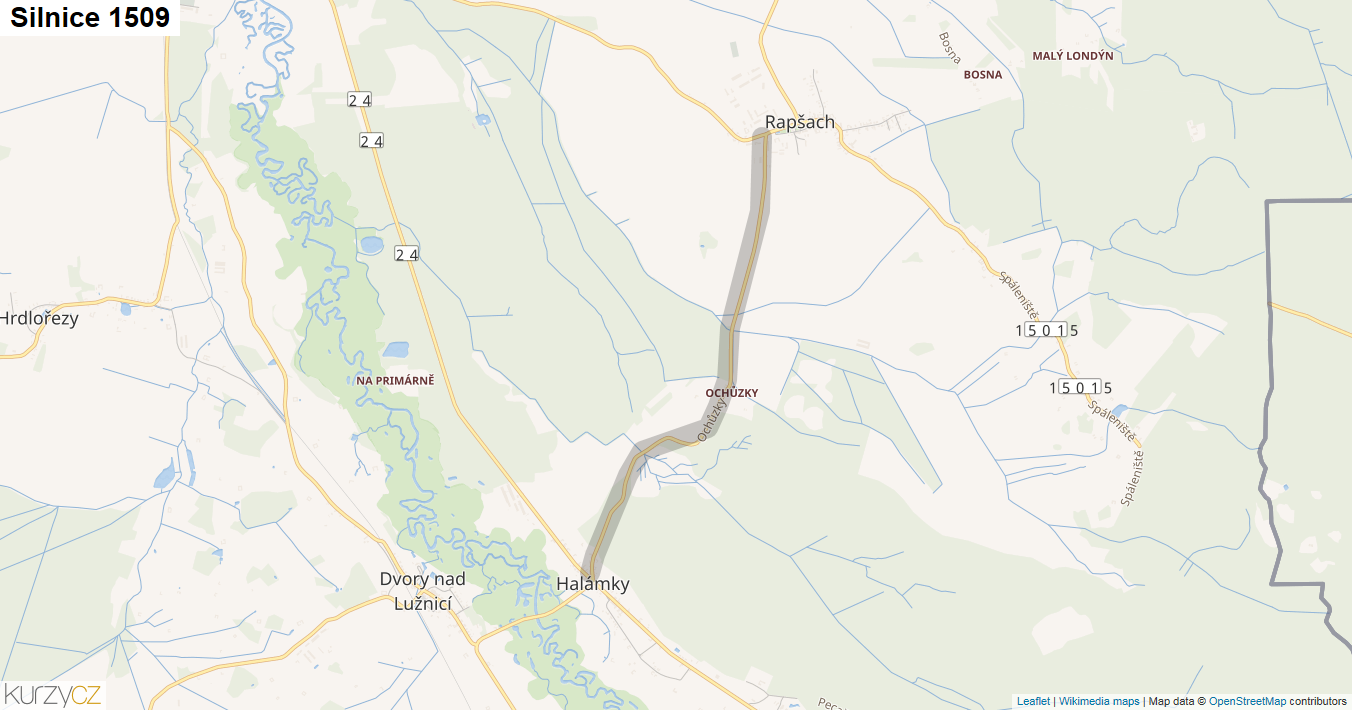 Silnice 1509 - mapa Silnice 1509