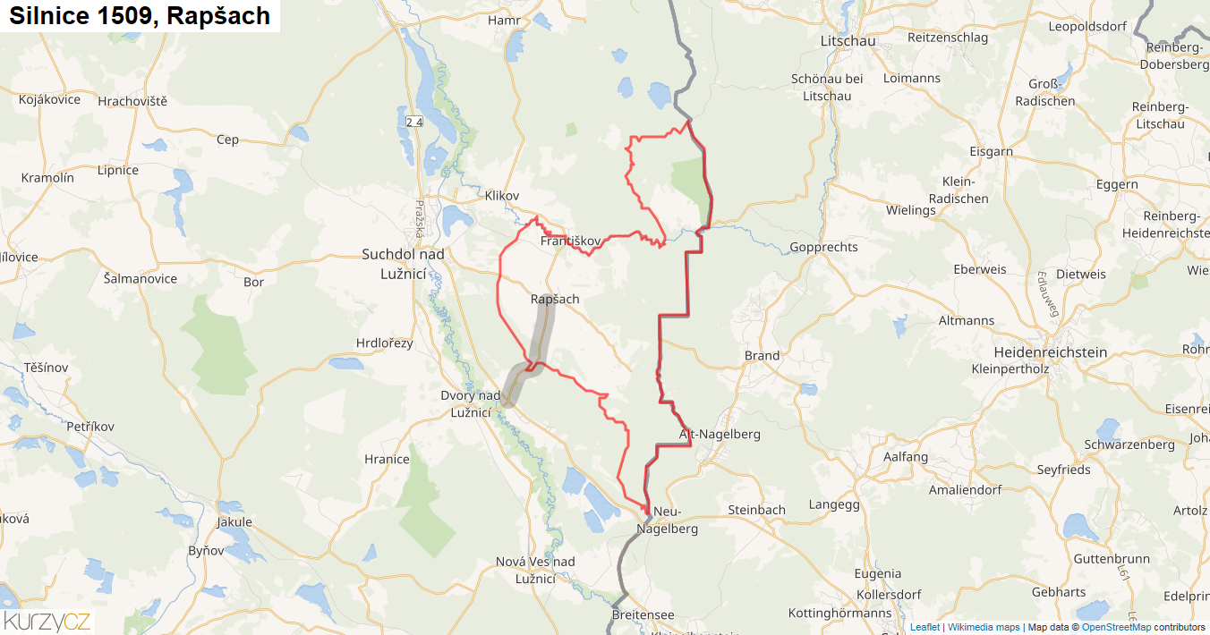 Rapšach, Silnice 1509 - Mapa