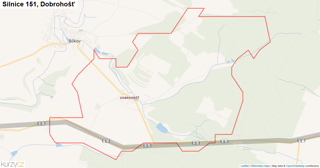 Dobrohošť, Silnice 151 - Mapa