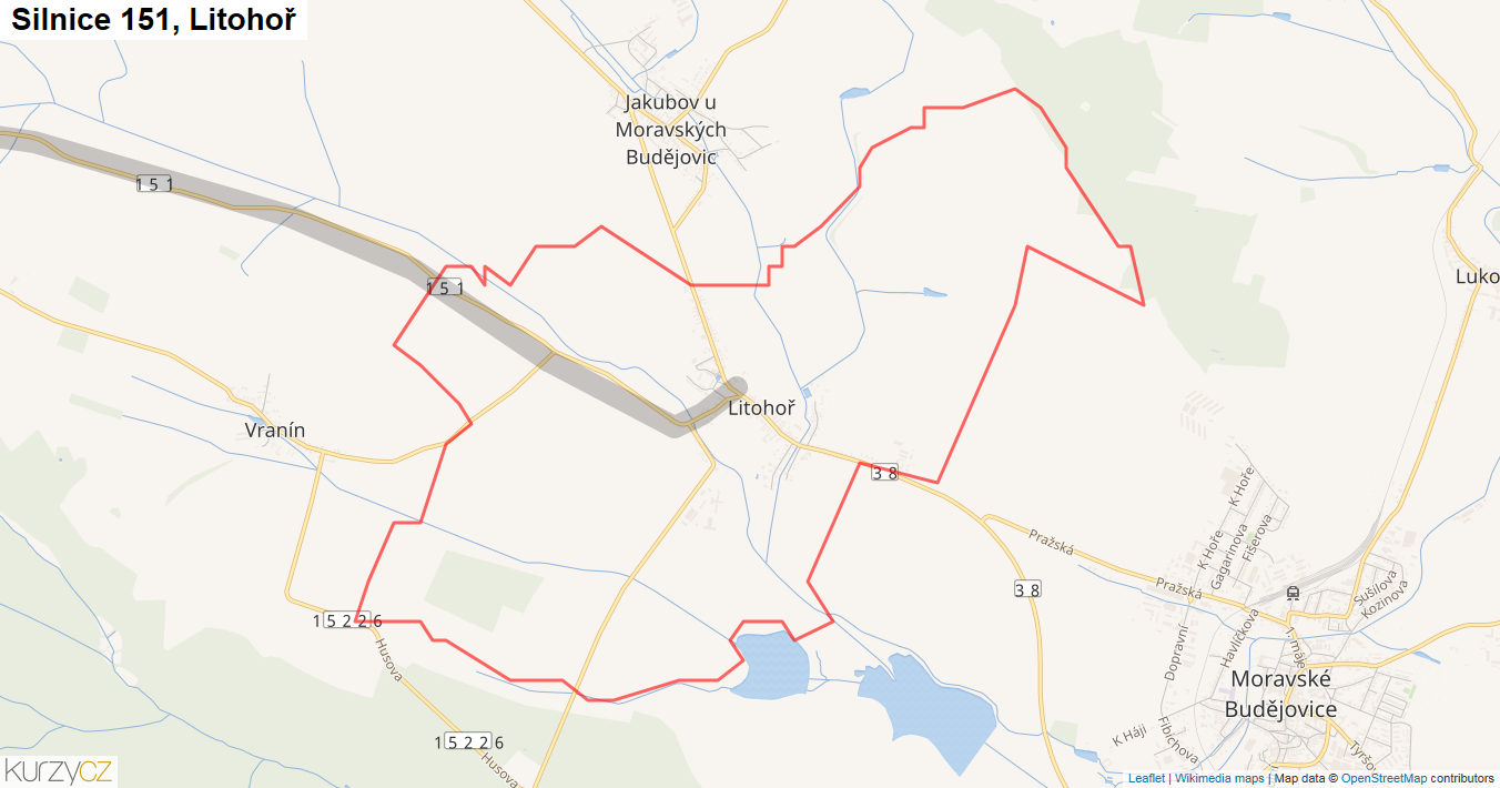 Litohoř, Silnice 151 - Mapa