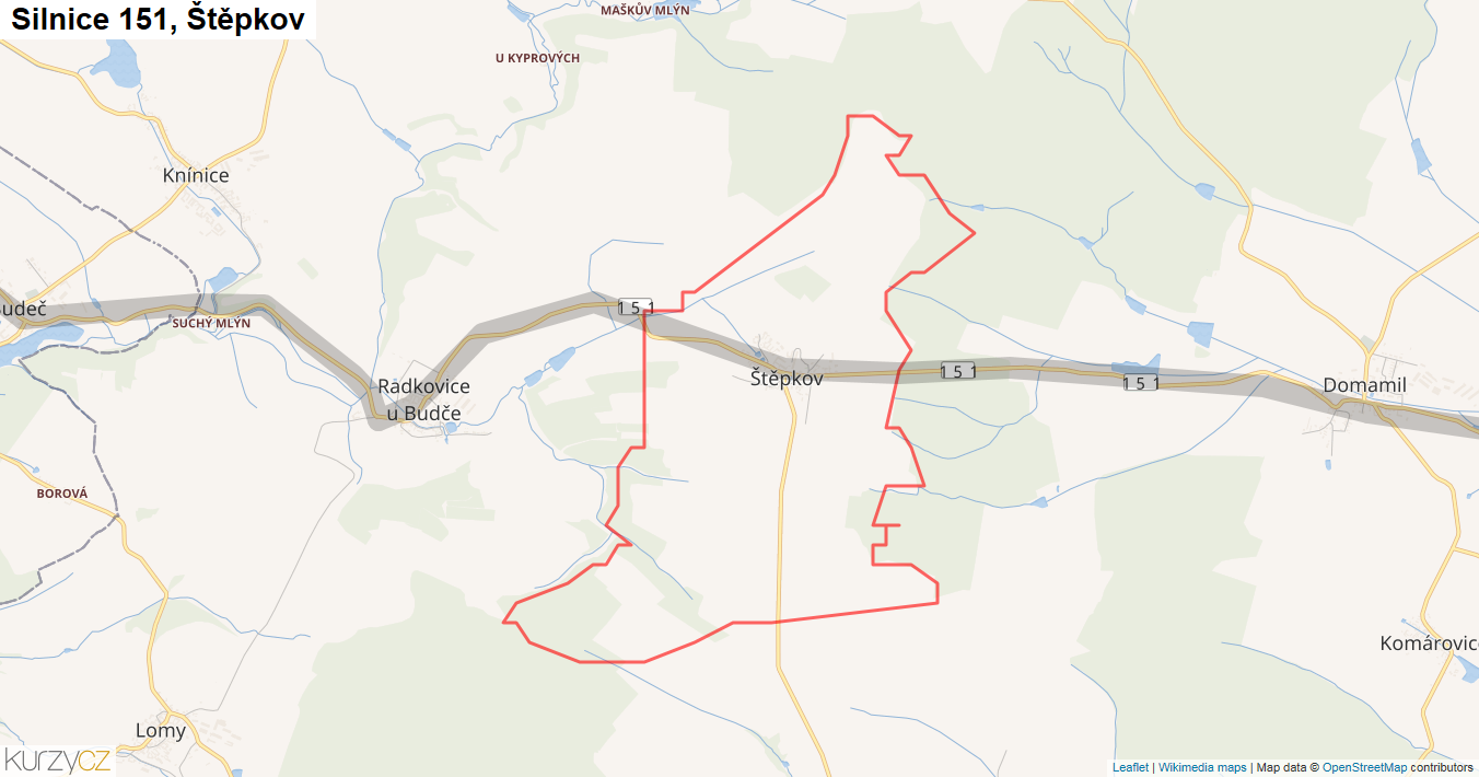 Štěpkov, Silnice 151 - Mapa