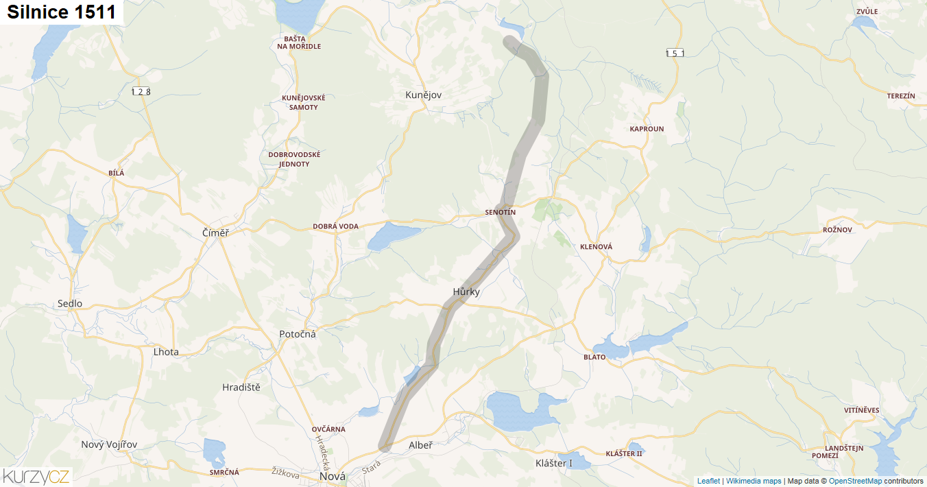 Silnice 1511 - mapa Silnice 1511