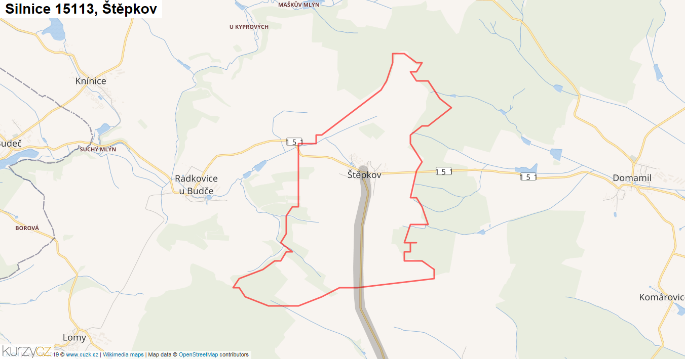 Štěpkov, Silnice 15113 - Mapa